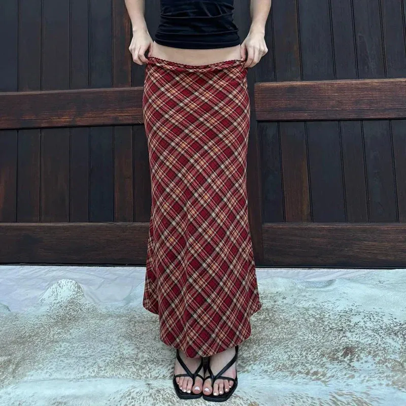 Mariah Low Waist Plaid Skirt