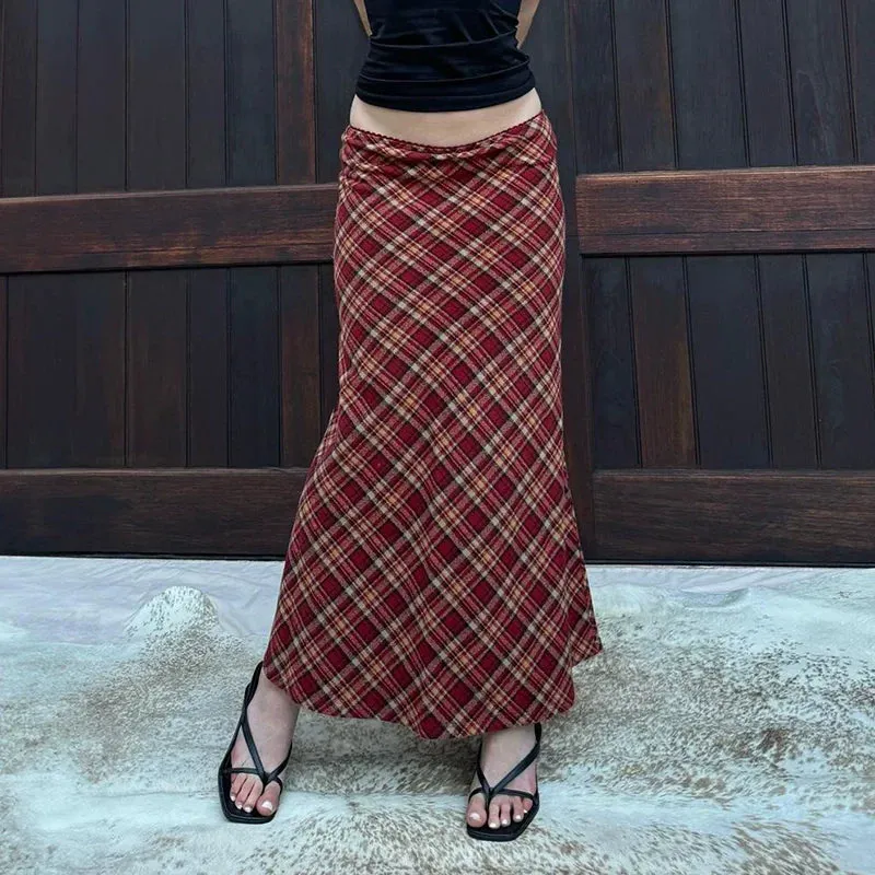 Mariah Low Waist Plaid Skirt