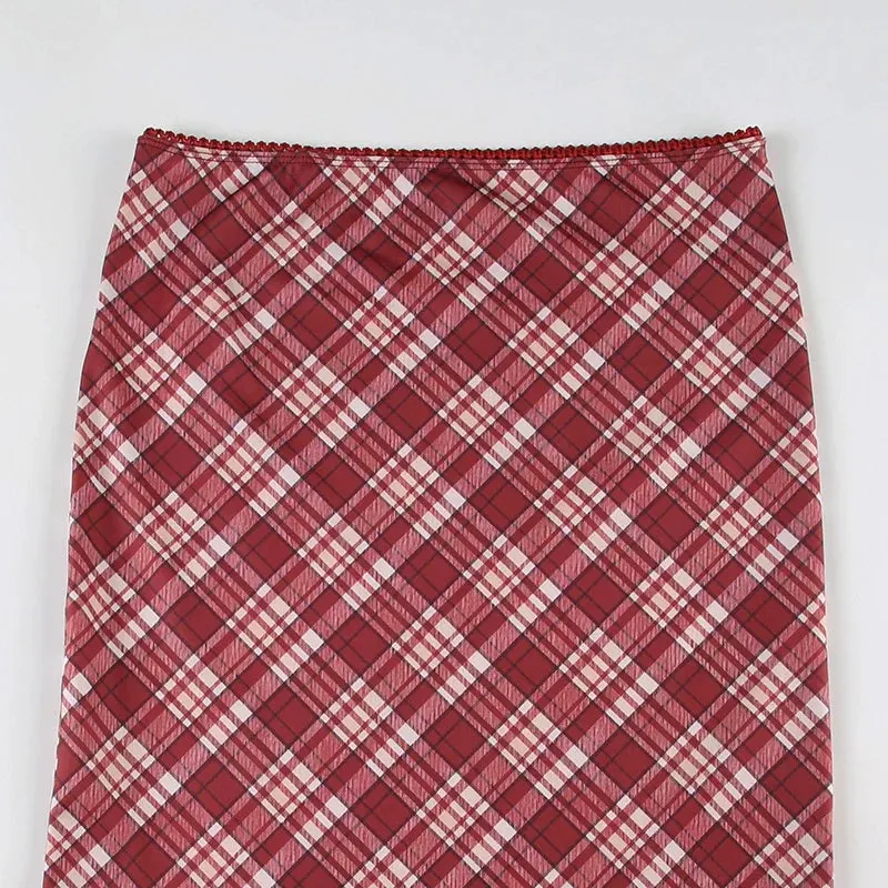 Mariah Low Waist Plaid Skirt