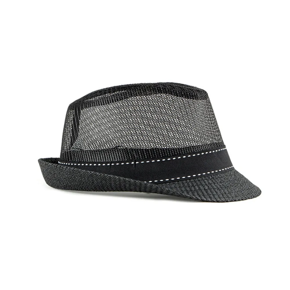 Mesh Fedora Hat Short Brim with Band  Sun Trilby Straw Panama YZ60179