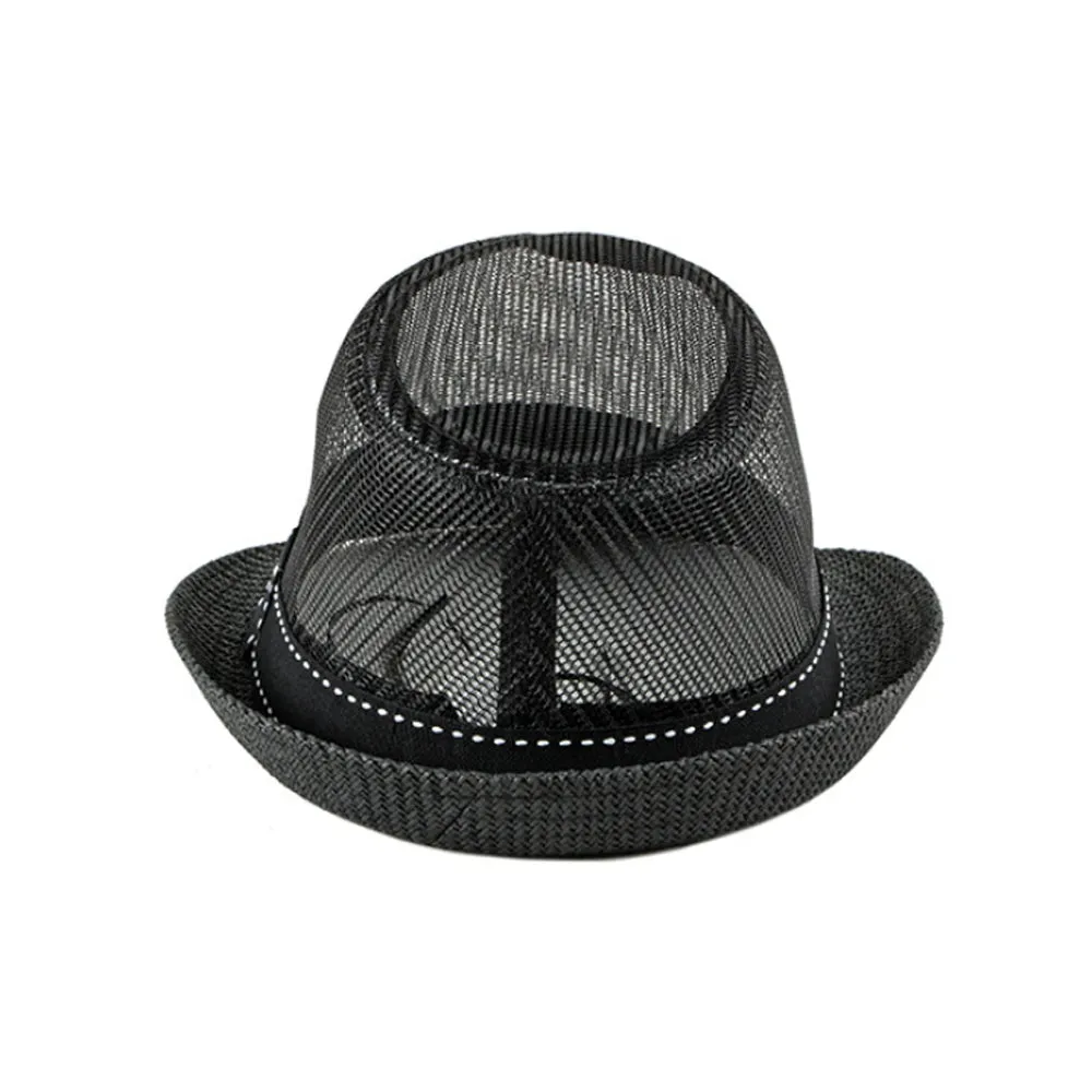 Mesh Fedora Hat Short Brim with Band  Sun Trilby Straw Panama YZ60179