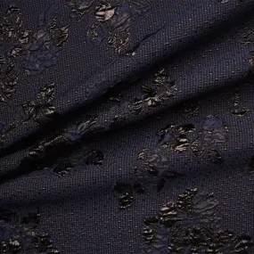 Midnight Blue/Black Metallic Floral Cloqué (A 1.80m Piece)