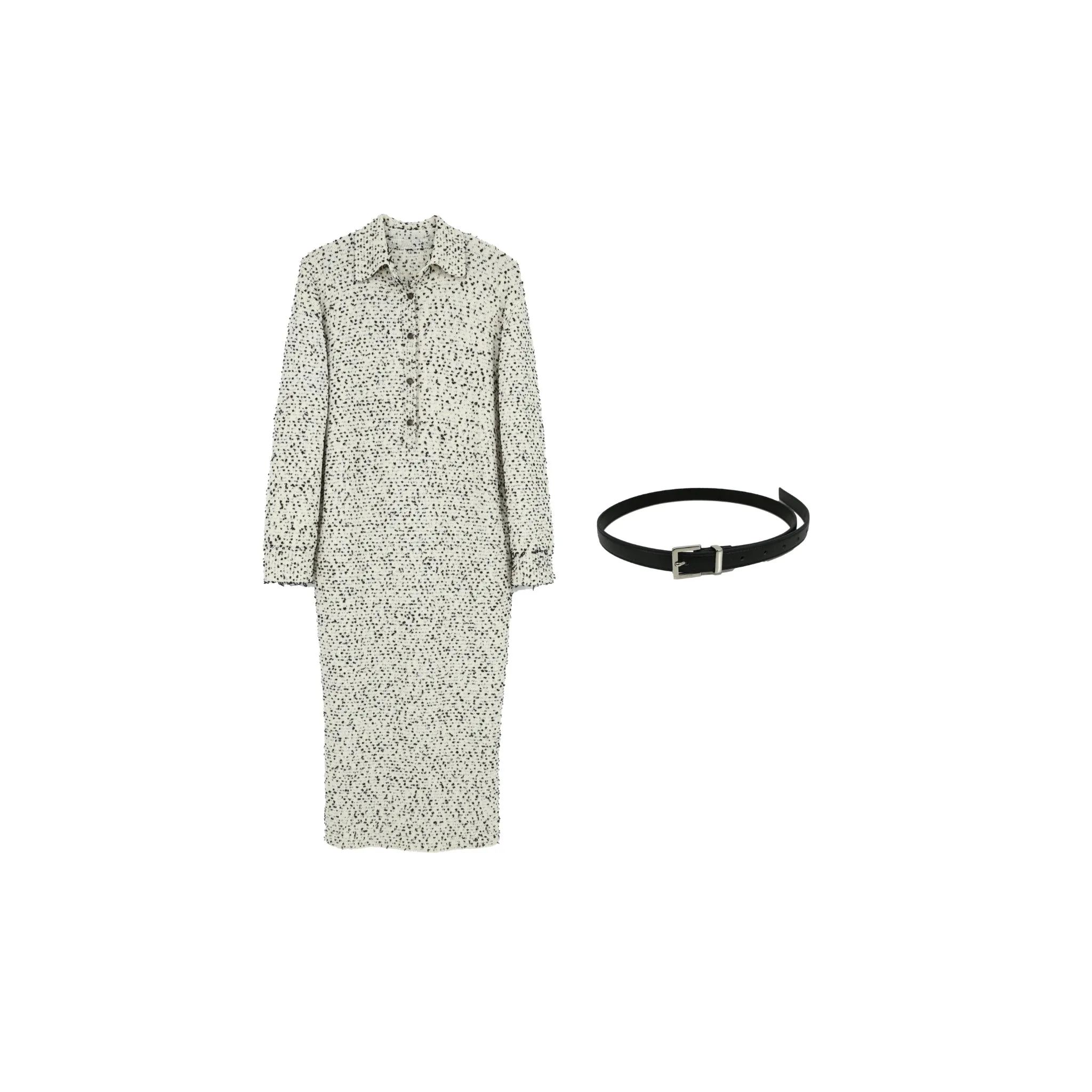 Mixed Floral Dotted Tpolo Woolen Dress