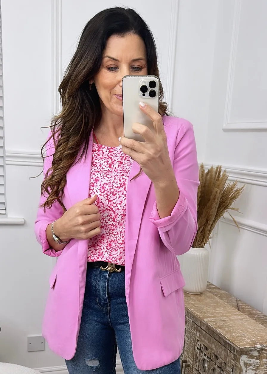 Nelia Flamingo Pink Edge To Edge Blazer