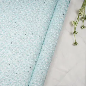 Pastel Blue Premium Sequins Tweed Fabric (60" Width)