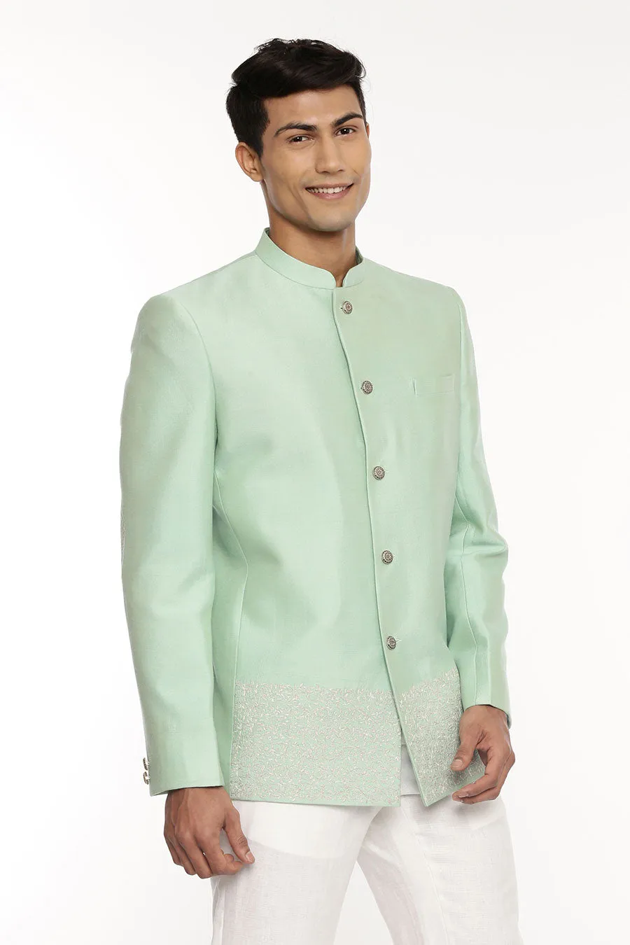 Pastel Green Embroidered Bandhgala