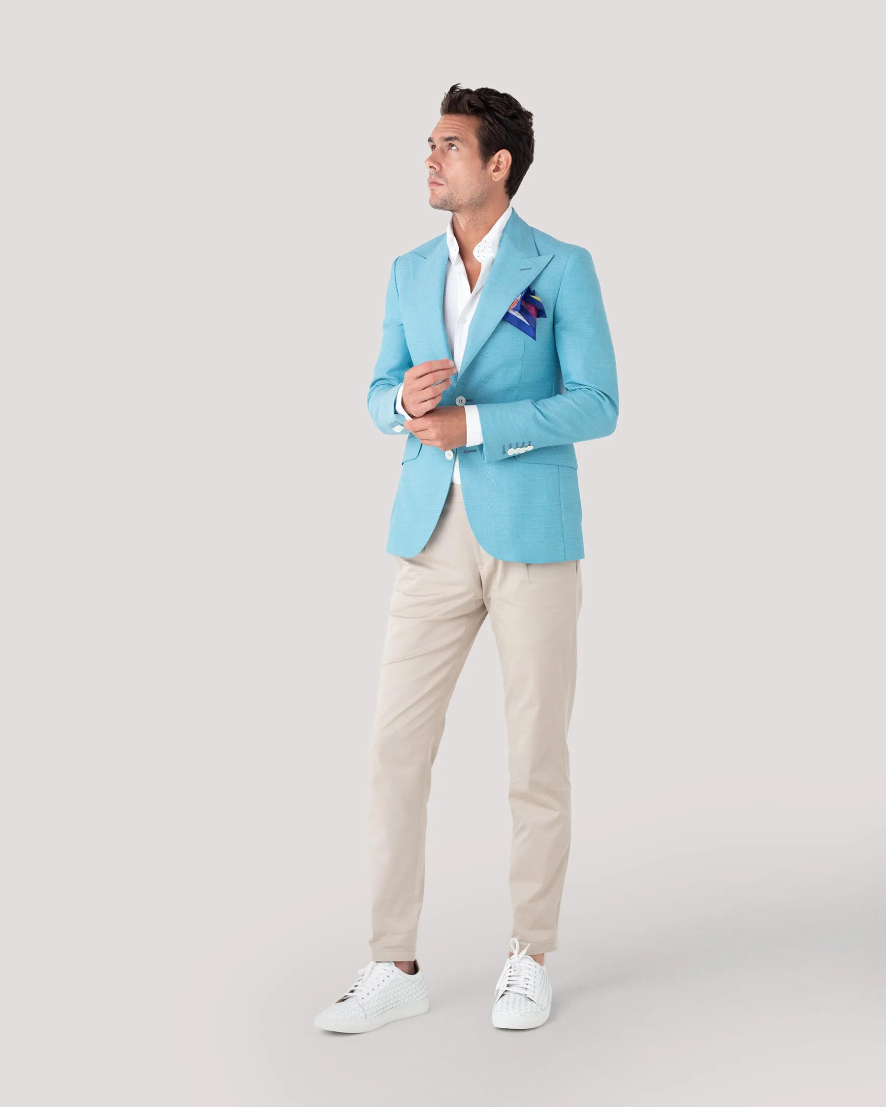 Pastel Green Ultra Peak Hopsack Wool Blazer