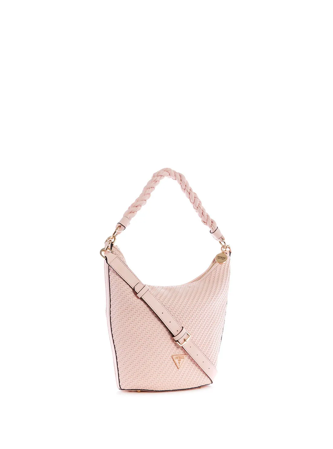 Pink Woven Hassie Bucket Hobo Satchel