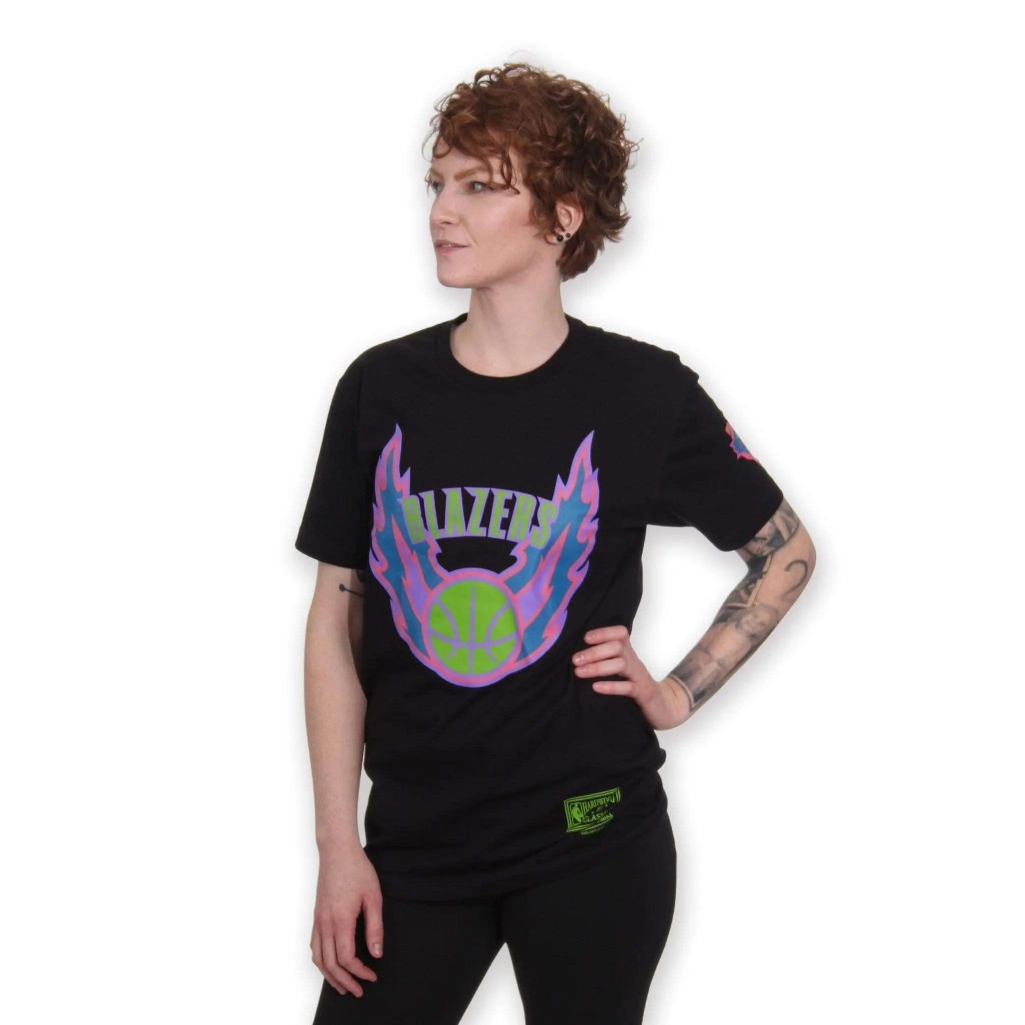 Portland Trail Blazers Mitchell & Ness Color Bomb Black T-shirt