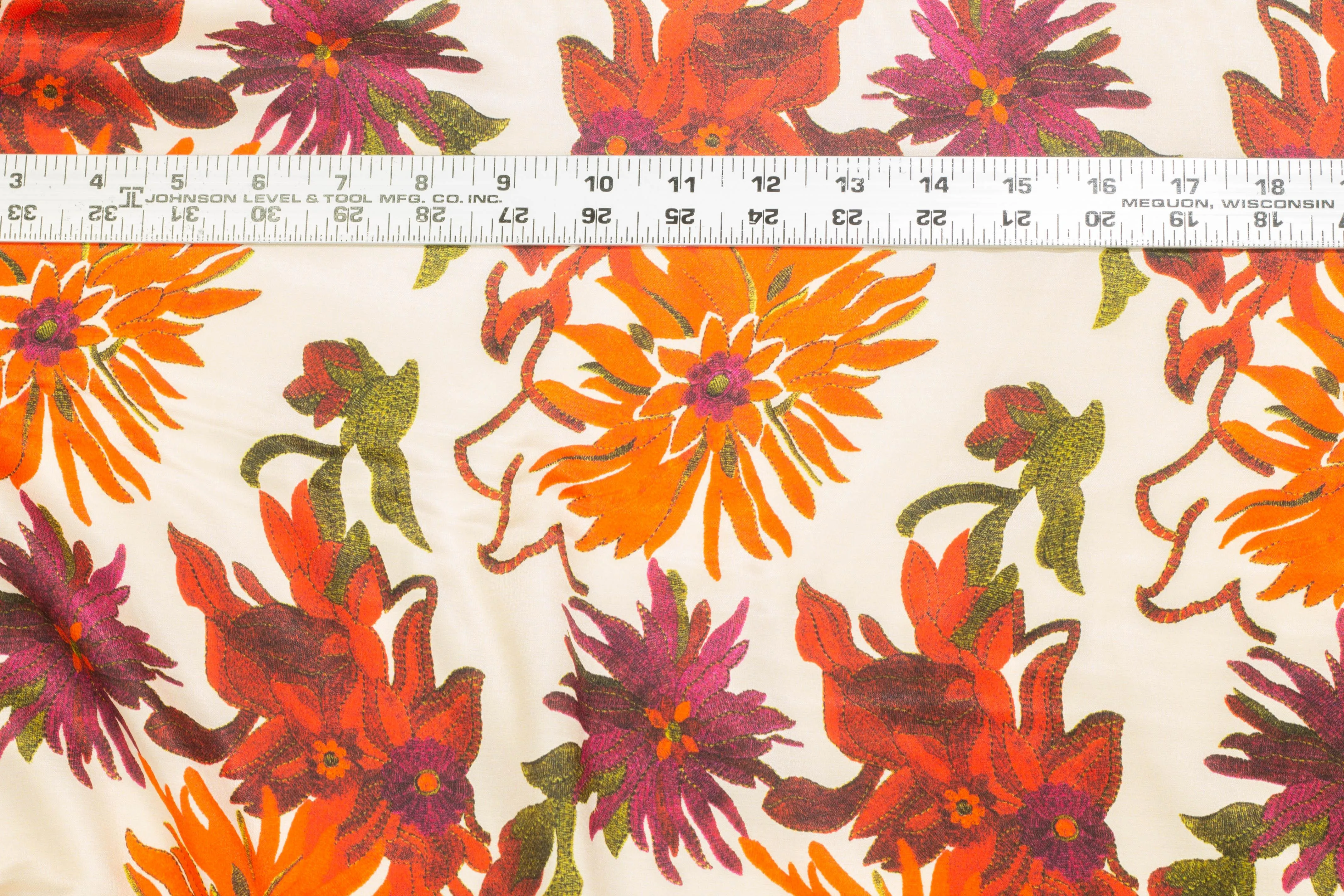 Red and Orange Floral Italian Silk Charmeuse