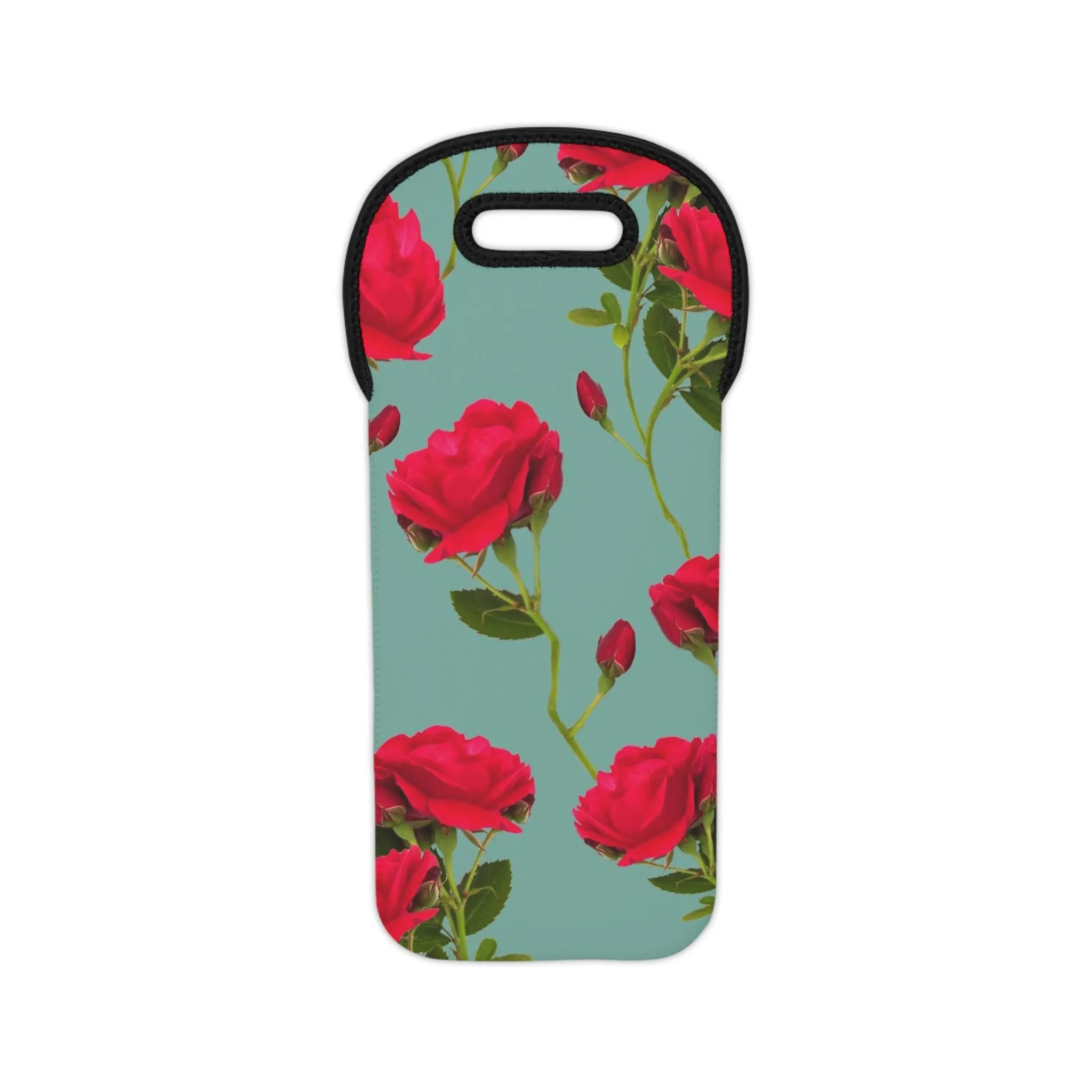 Red Flowers and blue - Inovax Wine Tote Bag