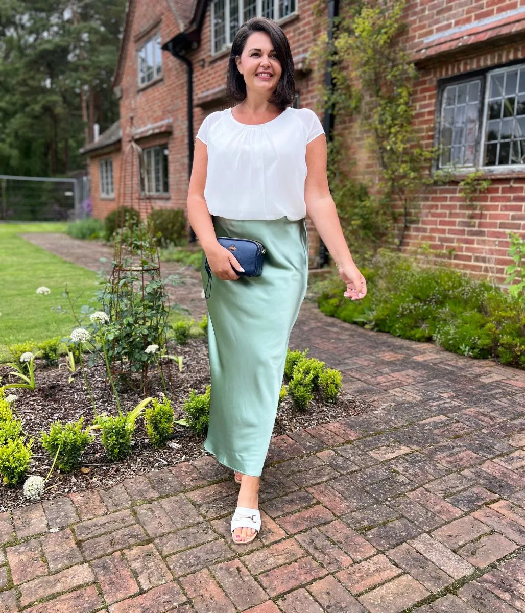 Satin Maxi Skirt Sage Green