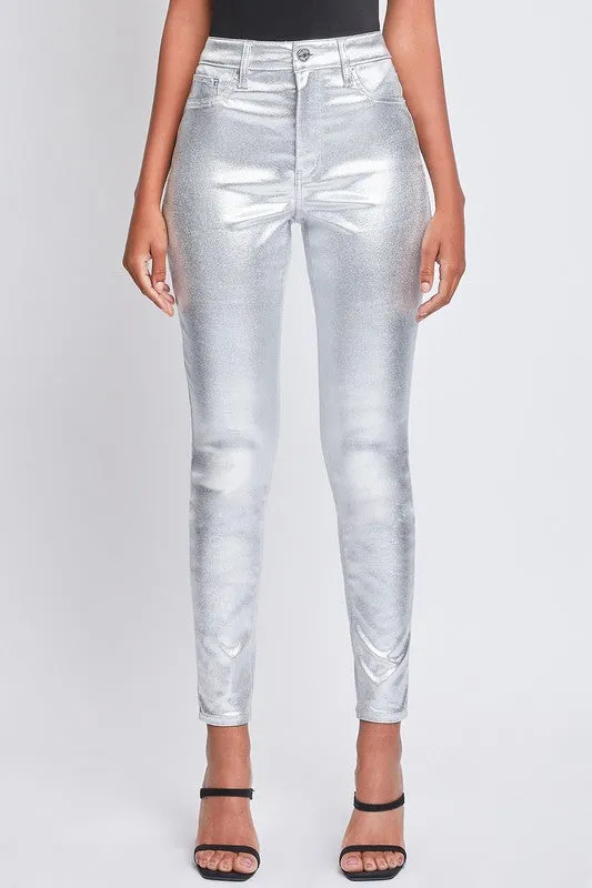 Sil-Silver Junior High-Rise Metallic Skinny Jean