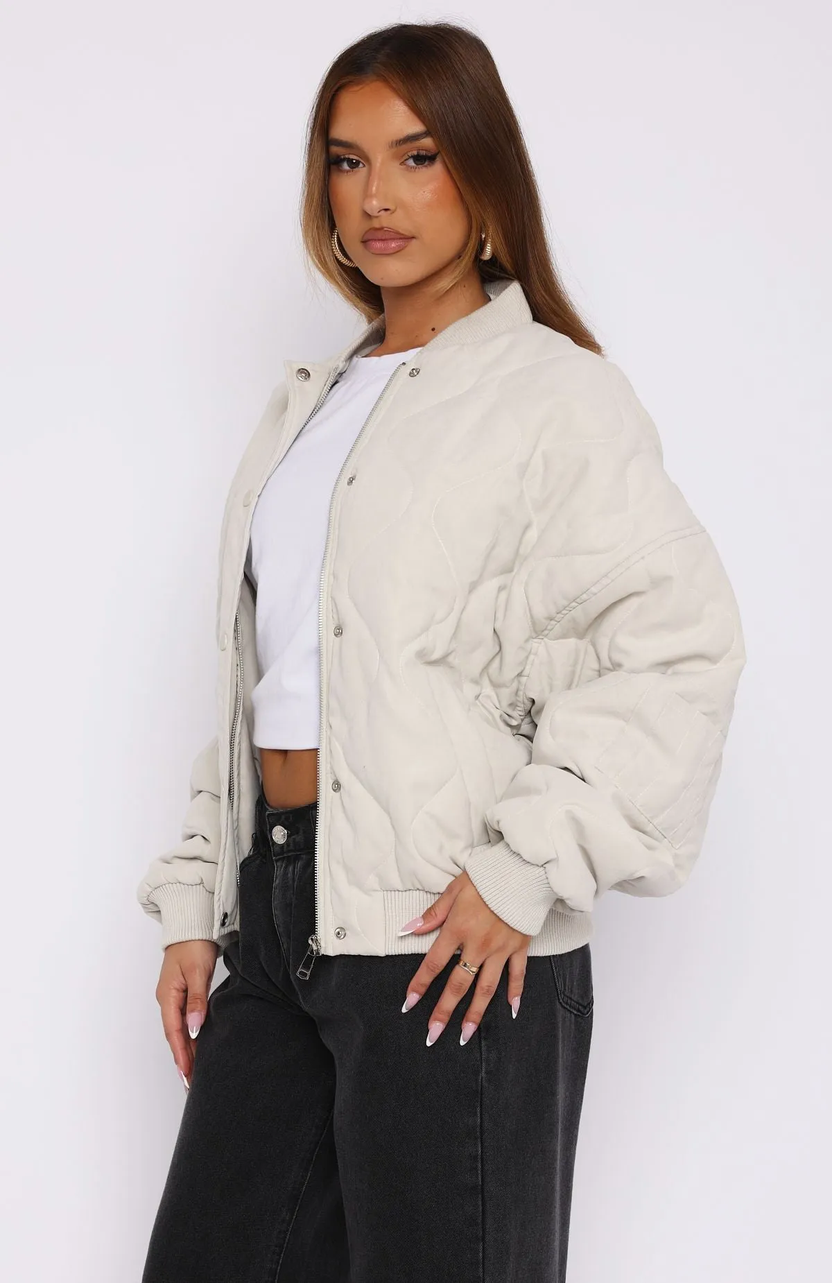 Soft Love Bomber Jacket Beige