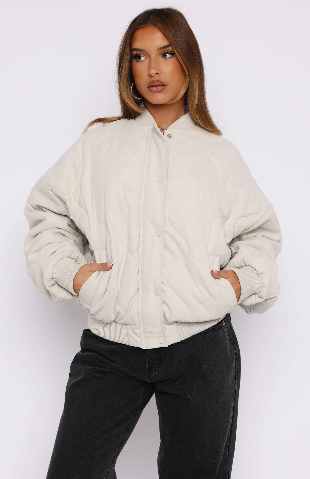 Soft Love Bomber Jacket Beige