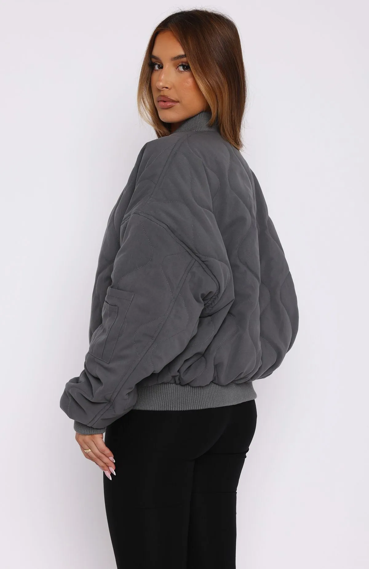 Soft Love Bomber Jacket Charcoal