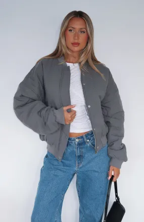 Soft Love Bomber Jacket Charcoal