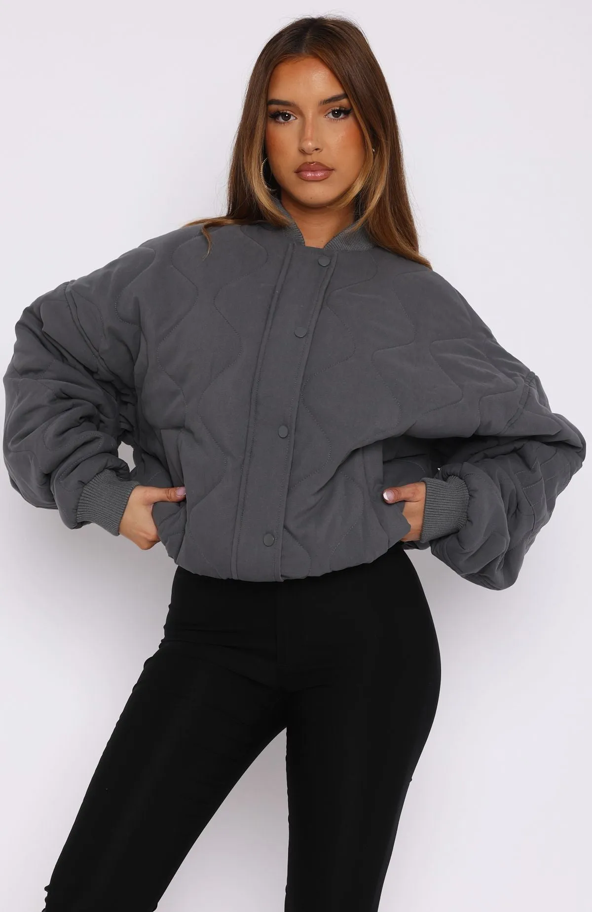 Soft Love Bomber Jacket Charcoal