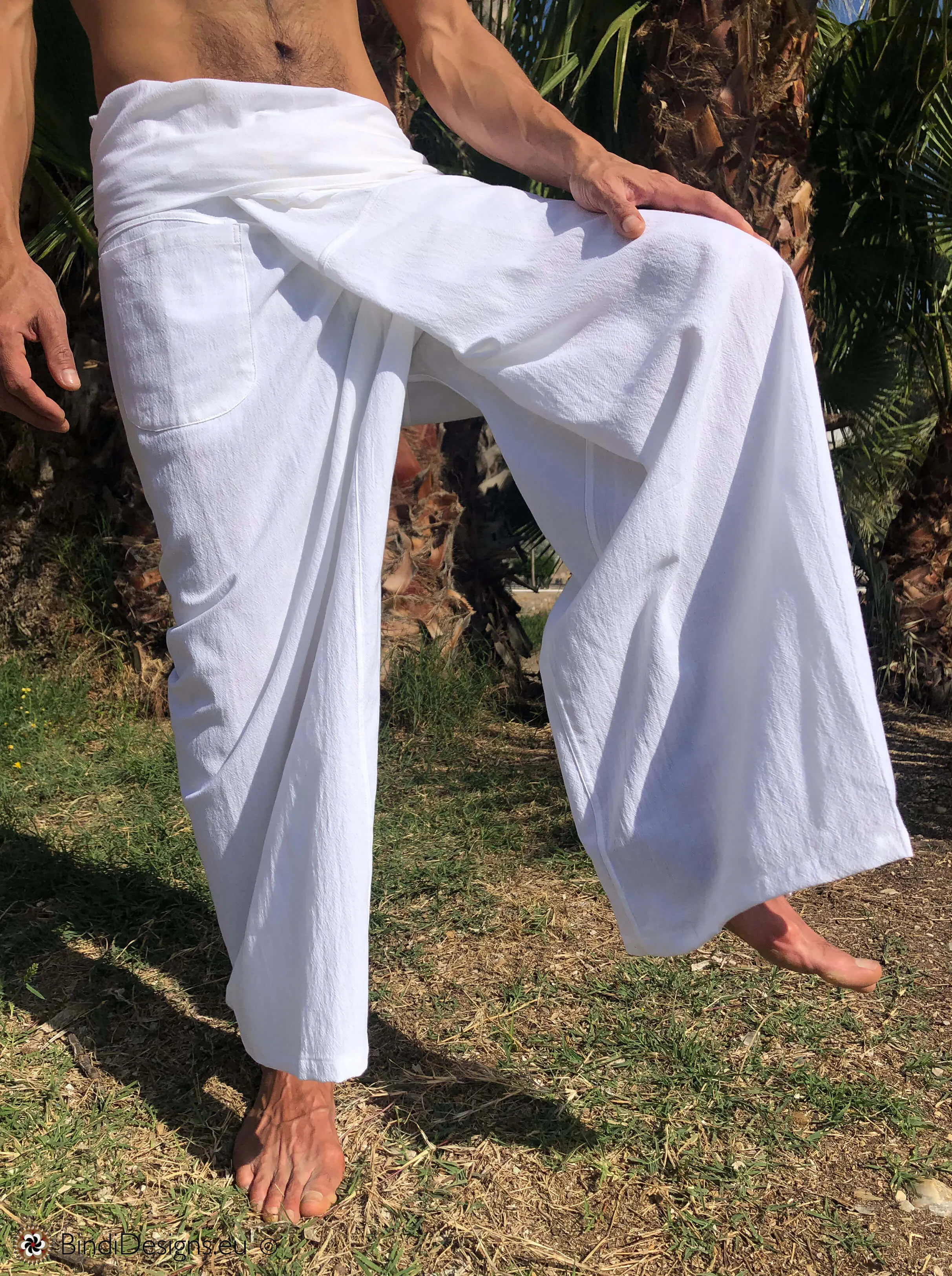 Thai Fisherman Pants Light Cotton White