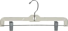 The Great American Hanger Company Clear Plastic Bottom, Box of 100 Flat Pant Hanger s with Adjustable Cushion Clips and Polished Chome Swivel Hook