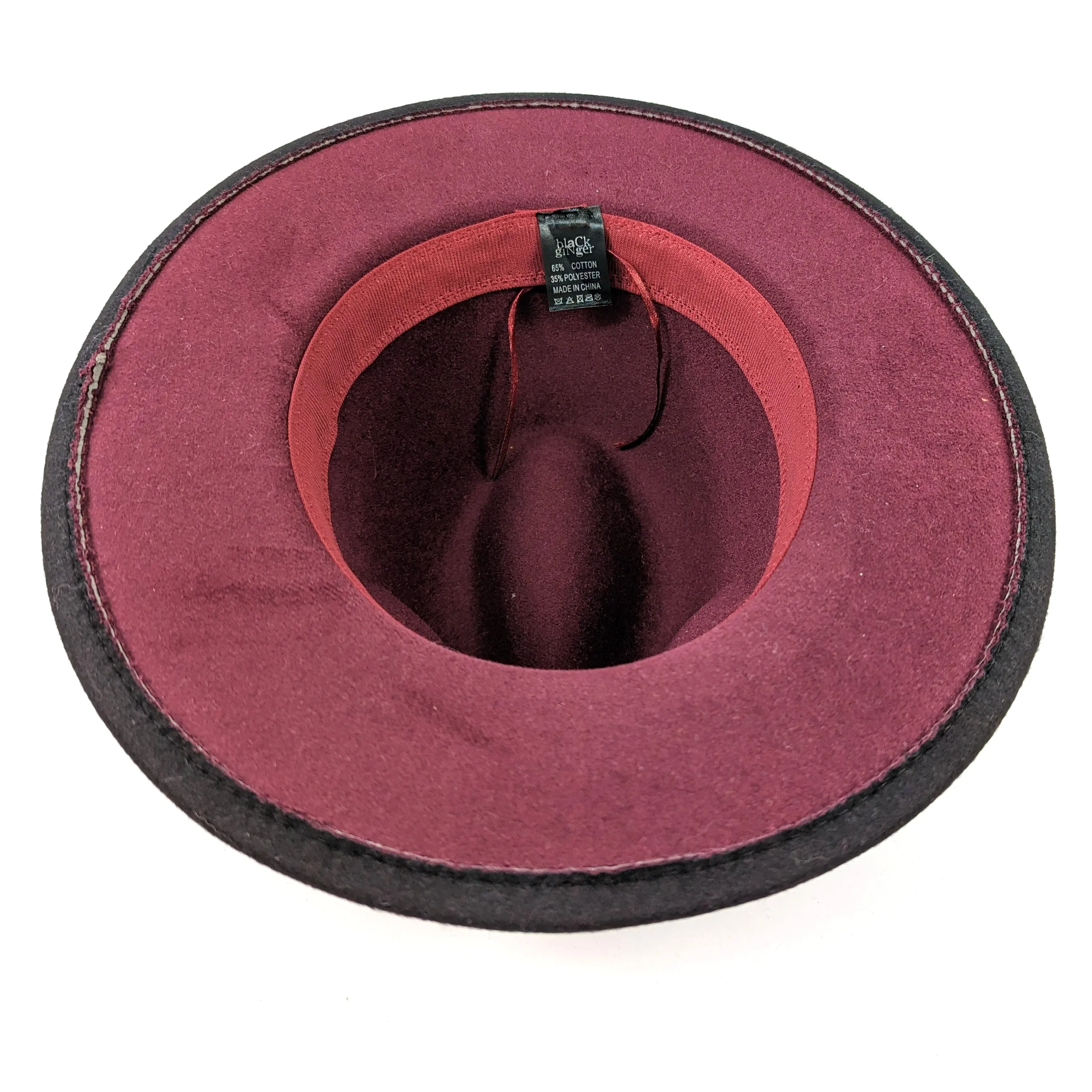 Two Tone Fedora Hat- Maroon / Black