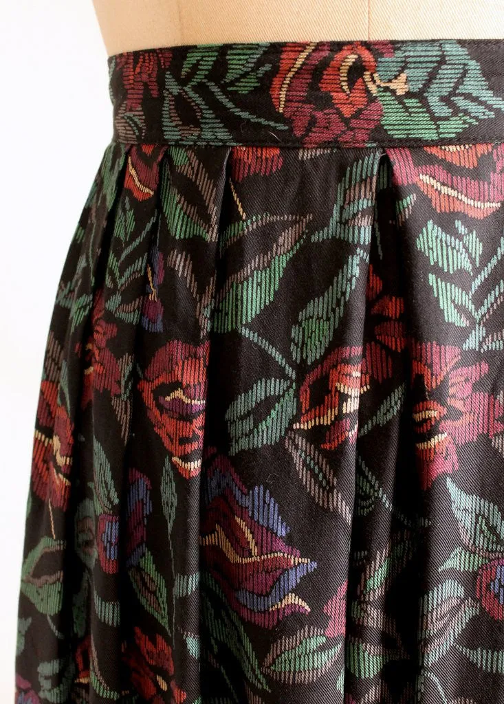 Vintage 1980s Winter Floral Mini Skirt