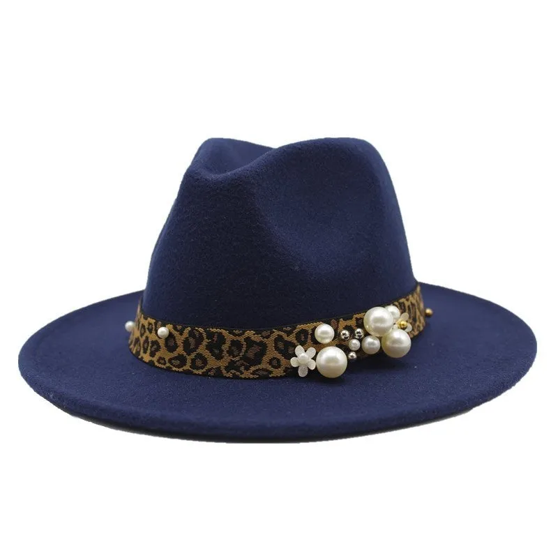 Winter wool Fedoras For Women Wide Brim Felt Hat