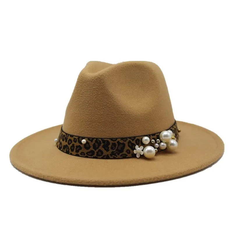 Winter wool Fedoras For Women Wide Brim Felt Hat