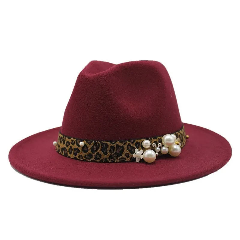 Winter wool Fedoras For Women Wide Brim Felt Hat