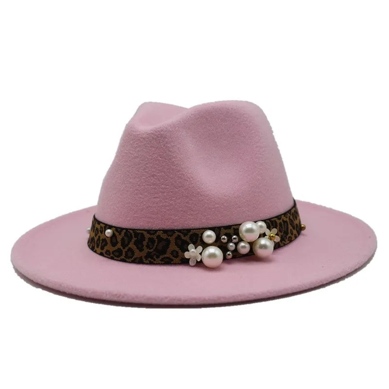 Winter wool Fedoras For Women Wide Brim Felt Hat