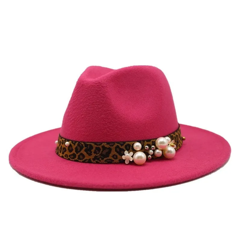 Winter wool Fedoras For Women Wide Brim Felt Hat