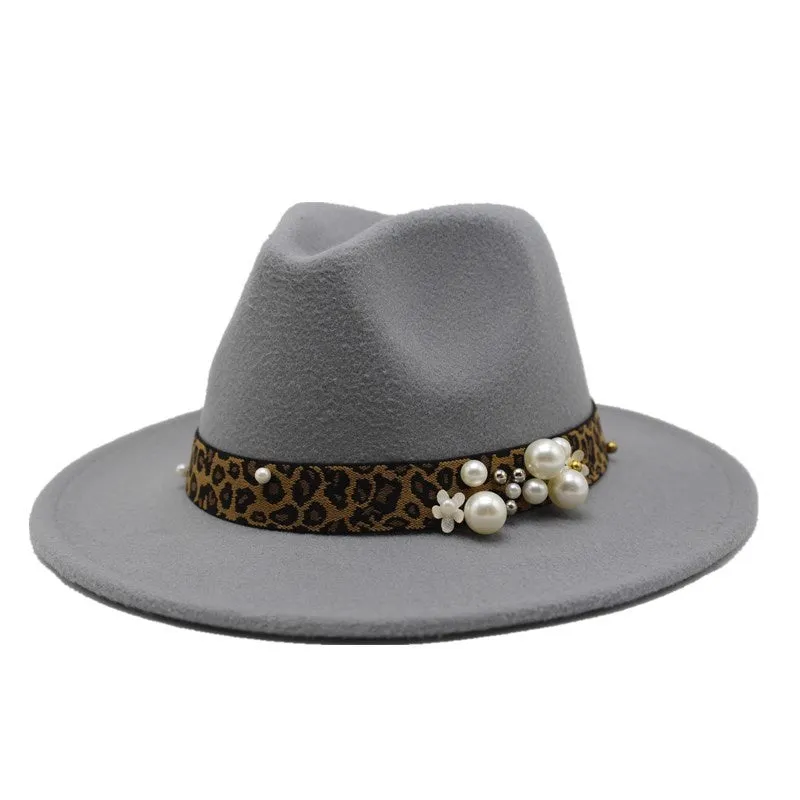 Winter wool Fedoras For Women Wide Brim Felt Hat