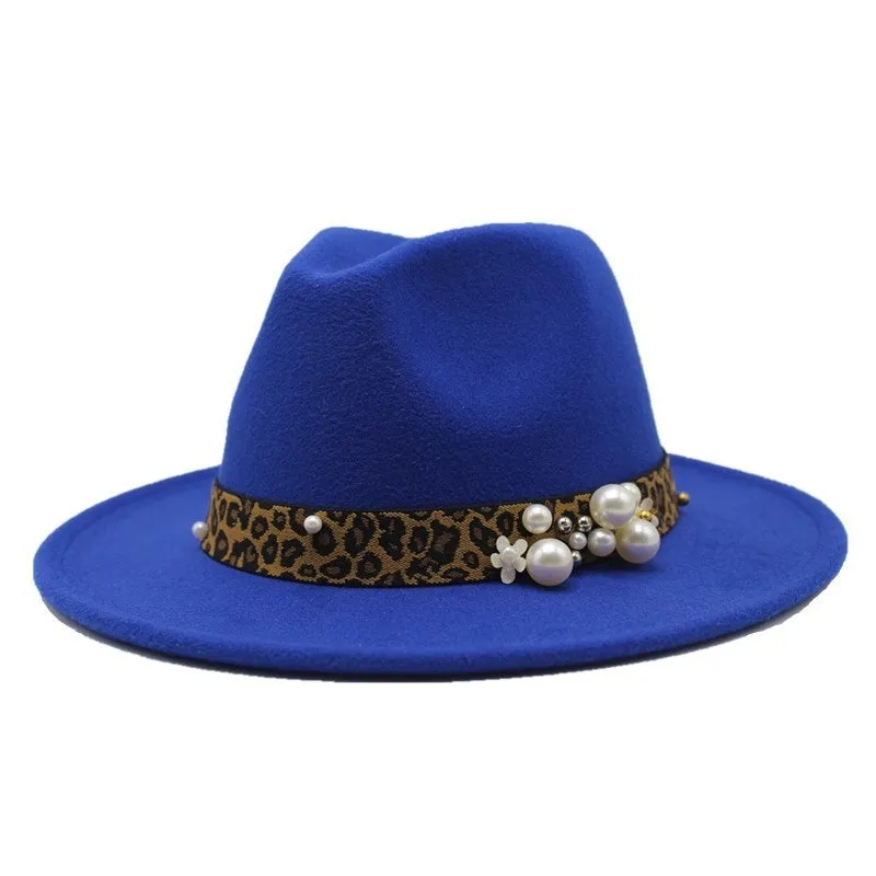 Winter wool Fedoras For Women Wide Brim Felt Hat