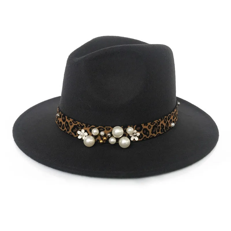 Winter wool Fedoras For Women Wide Brim Felt Hat