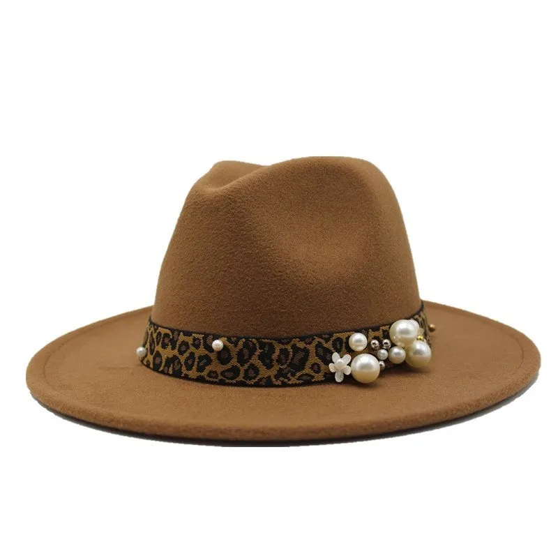 Winter wool Fedoras For Women Wide Brim Felt Hat