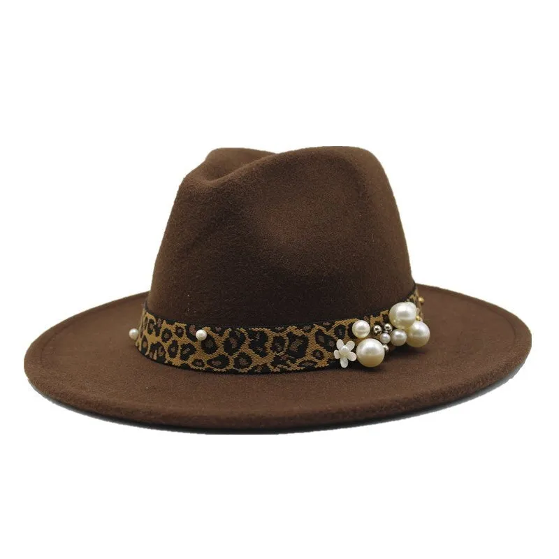 Winter wool Fedoras For Women Wide Brim Felt Hat