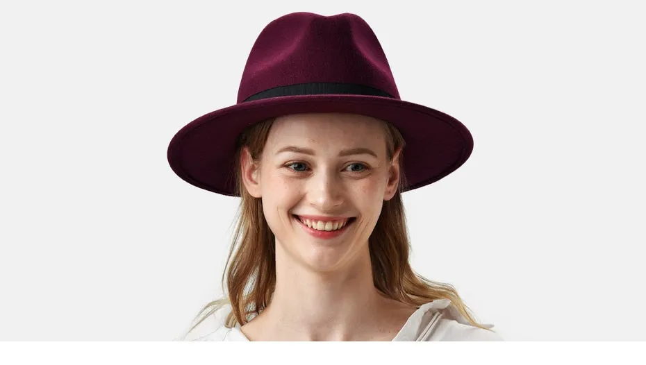 Wool Fedora Hat for Women Men