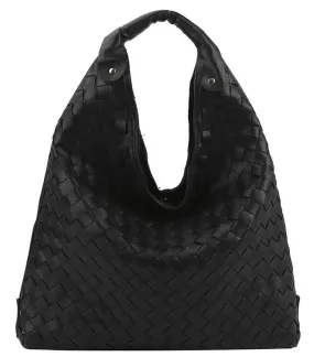 Woven Hobo Bag in Black