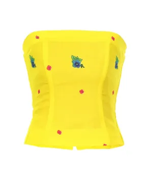 Yellow Straight Corset small flower print